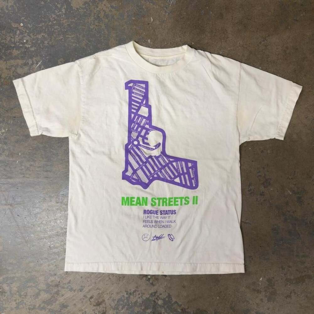 Rogue Status Mean Streets II T-Shirt Size M White Skater Streetwear
